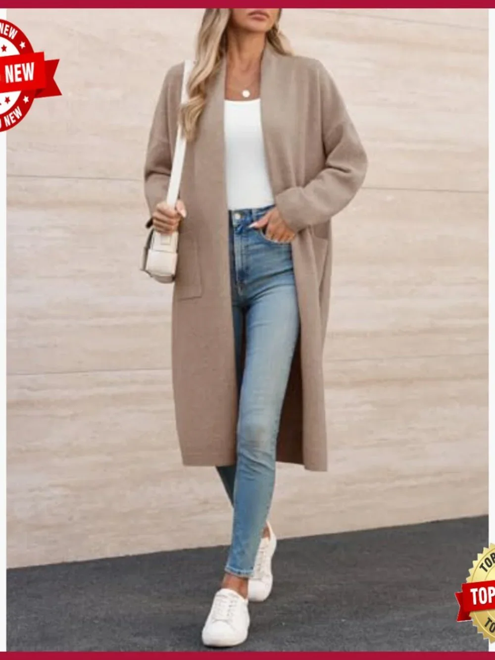 Oversized Chunky Knit Cardigan with Pockets Long Duster Coat - Picture 3 of 7